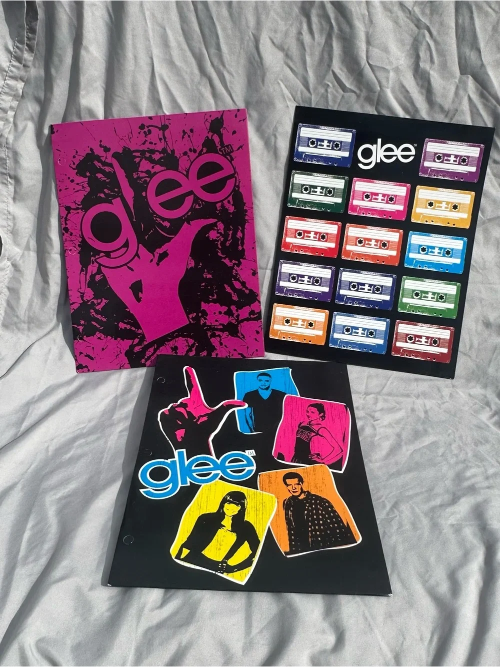 Glee Collectible Portfolio Folders set of 3 - Pink, Black, Multicolor
